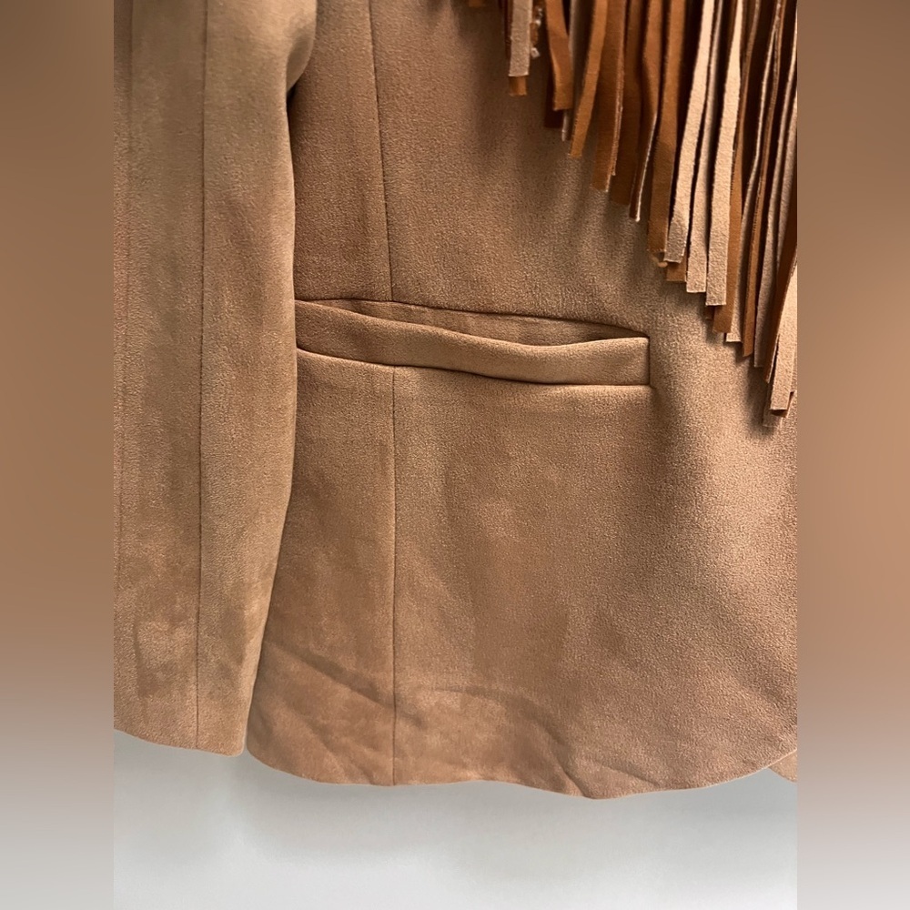 BLUE B Women’s Camel Fringe Studded Long Sleeve Blazer Jacket - Size small - Picture 8 of 8